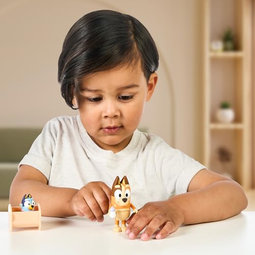 BLUEY Figure 2-Pack Baby Race | 2-Figure Pack with Chili and Baby and Cradle Accessories, 17616