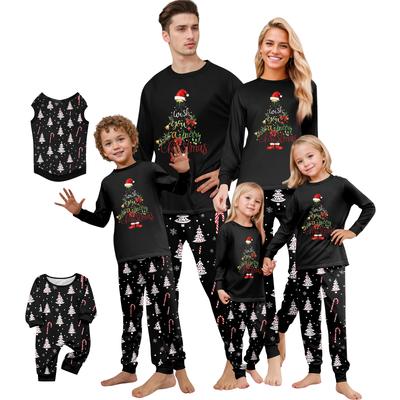 Print Cute Family Set Pajamas, Home Clothes, Family Set Long Sleeve Top Pants Set