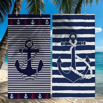 Nautischer Anker Nautischer Stil Handtuch Schnelltrocknend Strandhandtücher Sind Geeignet Für Schwimmbäder Camping Yoga Und Das Fitnessstudio