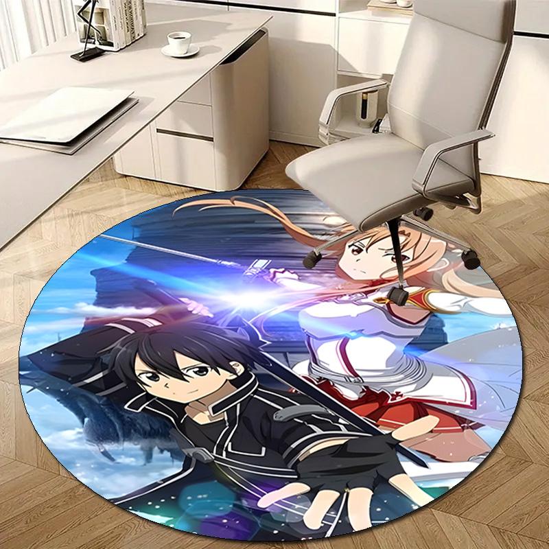 1pc Sword Art Online2 Design Printed Area Round Carpet for Bedroom Living Room Home Decor Rugs Mat Non Slip Mat Rug for Bedside