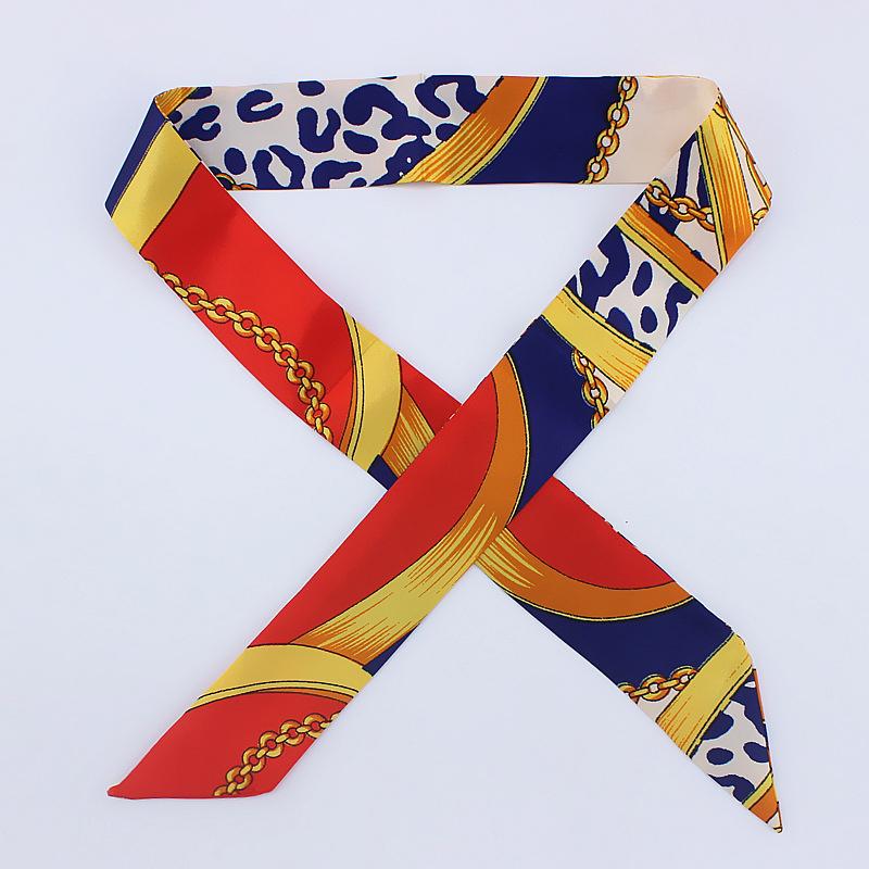 

New Fashion Retro Pinrt Bag Luxury Designer Womens Silk Scarf Headwear Long Skinny Tie Scarves Ribbon Accessories Summer 4x95cm