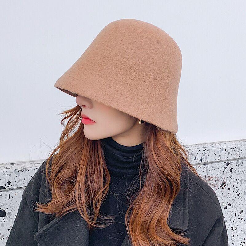 Winter Hats For Women Casual Short Brim Floppy Warm Wool Cloche Hat Elegant Lady Street Hat Temperament Wild Fisherman Hat