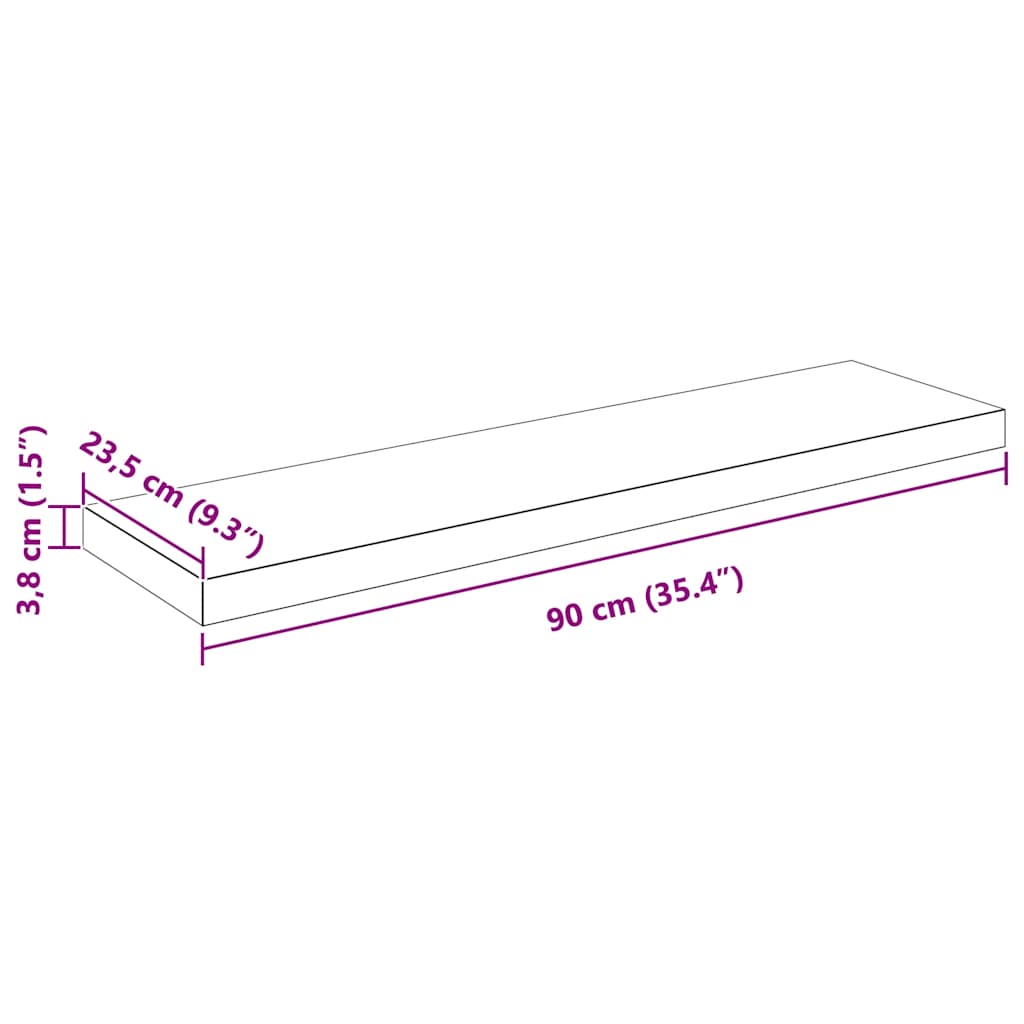 Floating Shelves Set 4 pcs High Gloss White 90 x 23.5 x 3.8 cm MDF