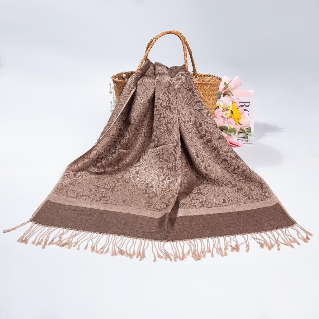 Ethnisch Stil Paisley Pashmina Hijab Schal mit Jacquard und Quasten
