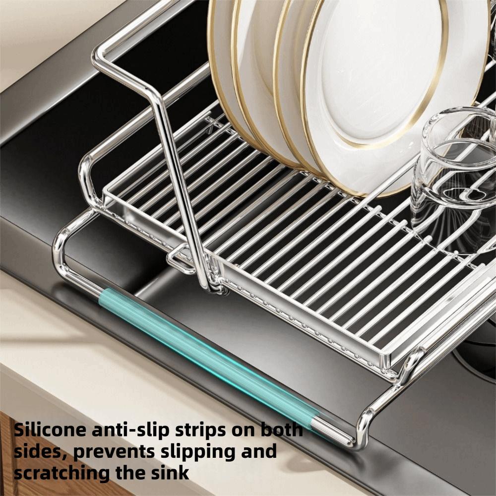 Adjustable Sink Drain Basket Non-Slip Dish Drying Rack Tableware Storage Shelf  Basin