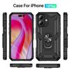 For iPhone 16 Plus Case PC+TPU Dual Layer Protection Kickstand Phone Cover
