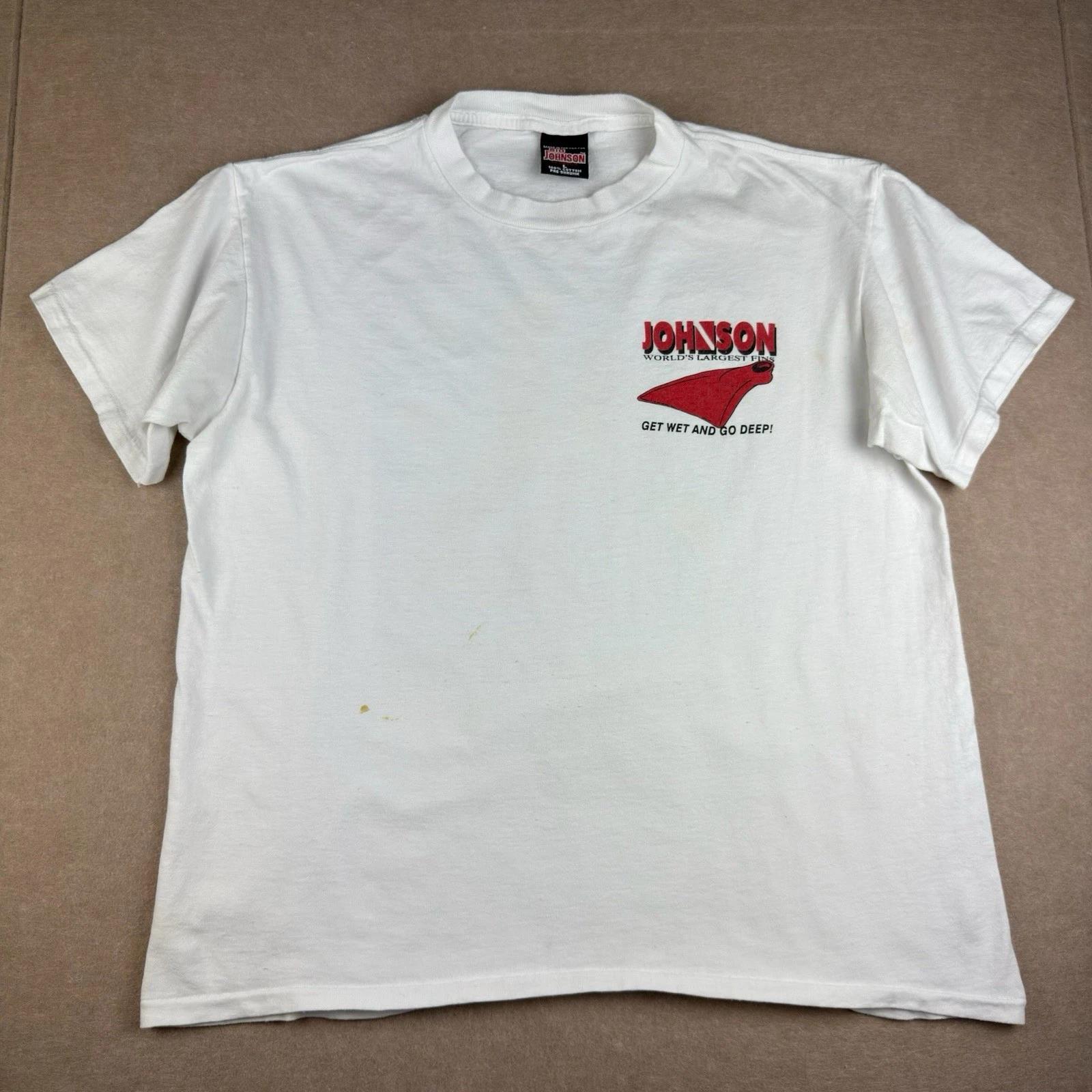 

Vintage Big Johnson T-Shirt Men s L White Dive Graphic Quote Funny Tee 90s USA XL