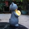 Solar Cat Statue Holding Lantern Waterproof Resin Light Garden Kitty Sculpture Outdoor Kitten
