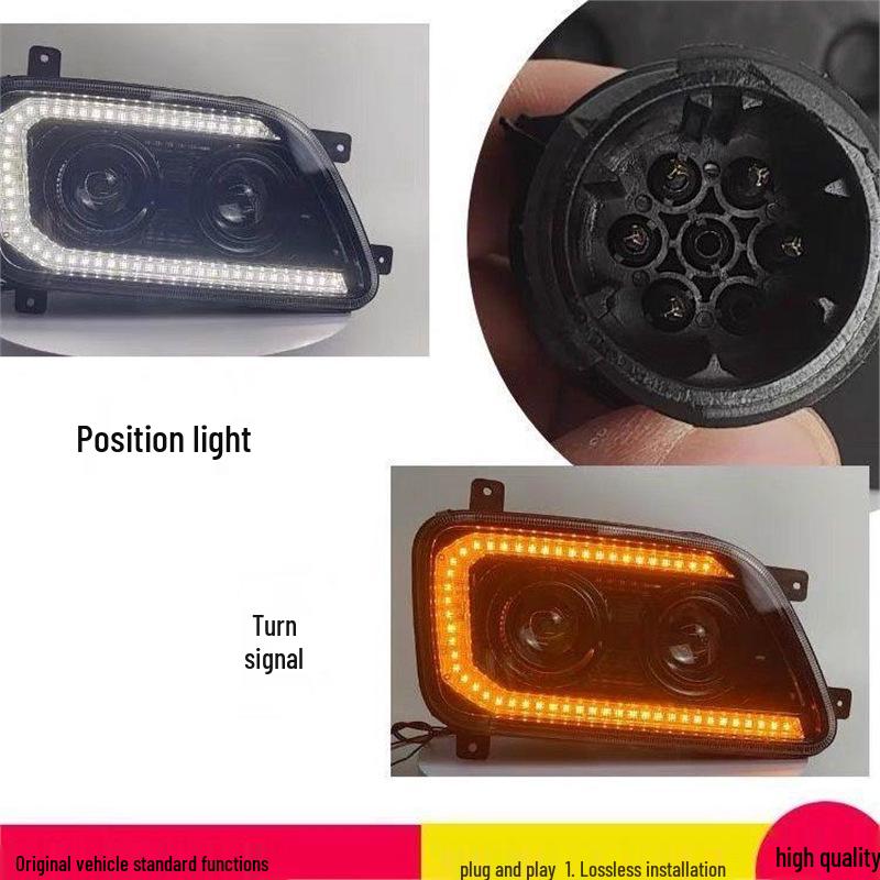Beiben 80B Headlight Assembly LED Mod V3MT: Dual-Lens Super Bright Smoked.