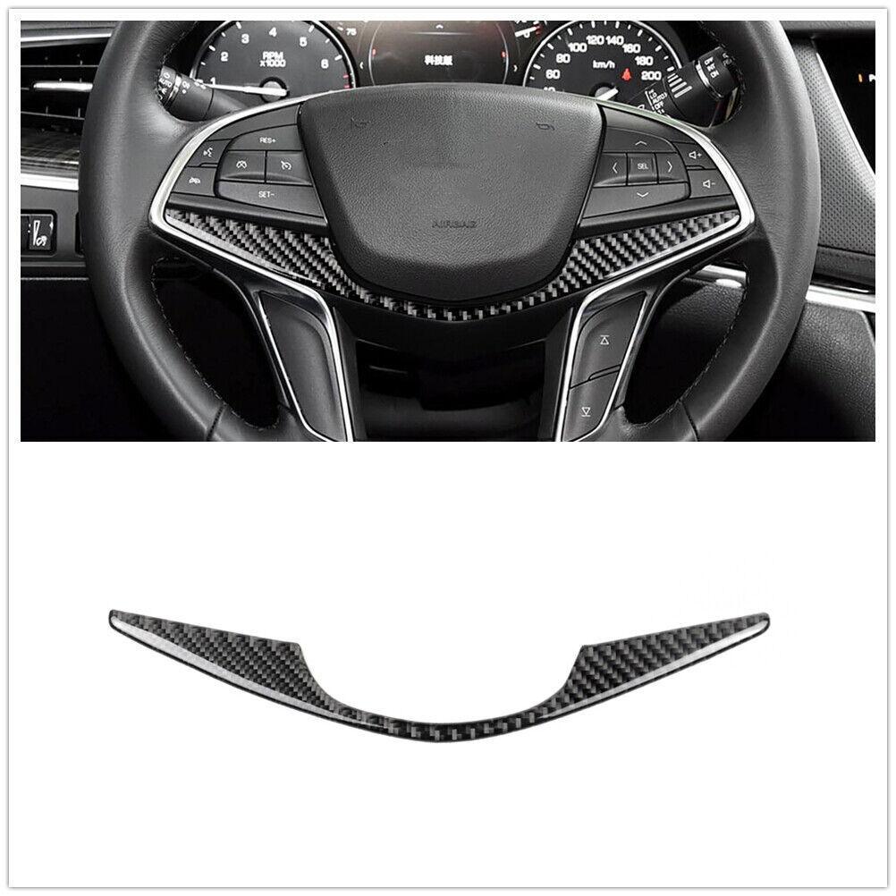 Carbon Fiber Interior Steering Wheel Cover Trim For Cadillac XT5 CT6 2016- D