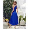 Vestido Midi Sexy Rojo para Mujer con Cruces en el Cuello Halter Volantes Dobladillo Asimétrico Sin Mangas Elegante para Noche Cóctel Boda Dama de Honor Fiesta Formal Baile de Fin de Curso