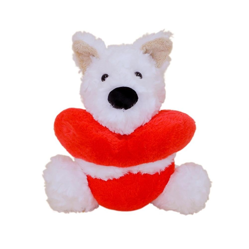 Interactive Heart Beart Stuffed Animal Doll Fluffy West Highland Dog Doll  Decoration Gifts