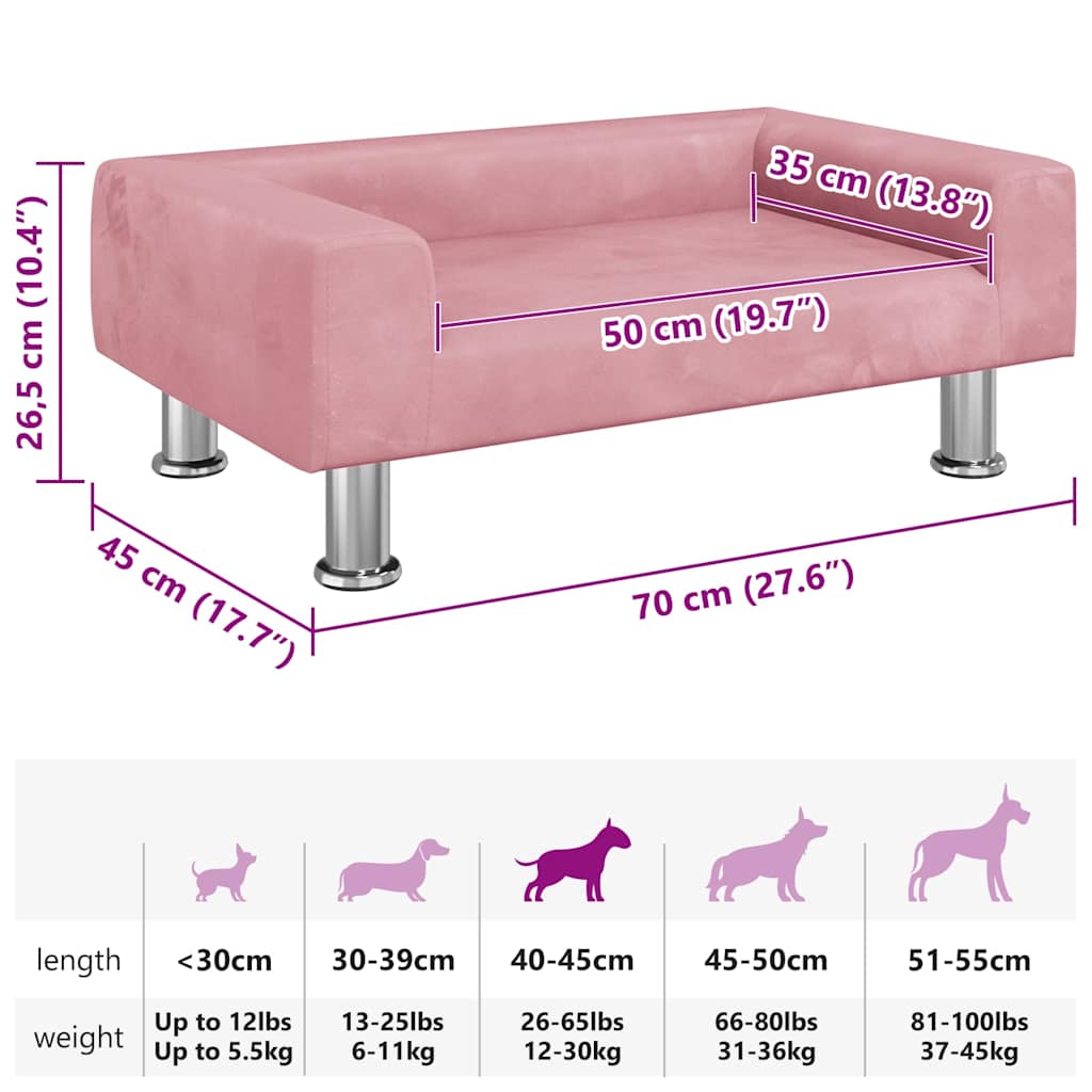 Dog Bed Pink 70x45x26.5 Cm Velvet