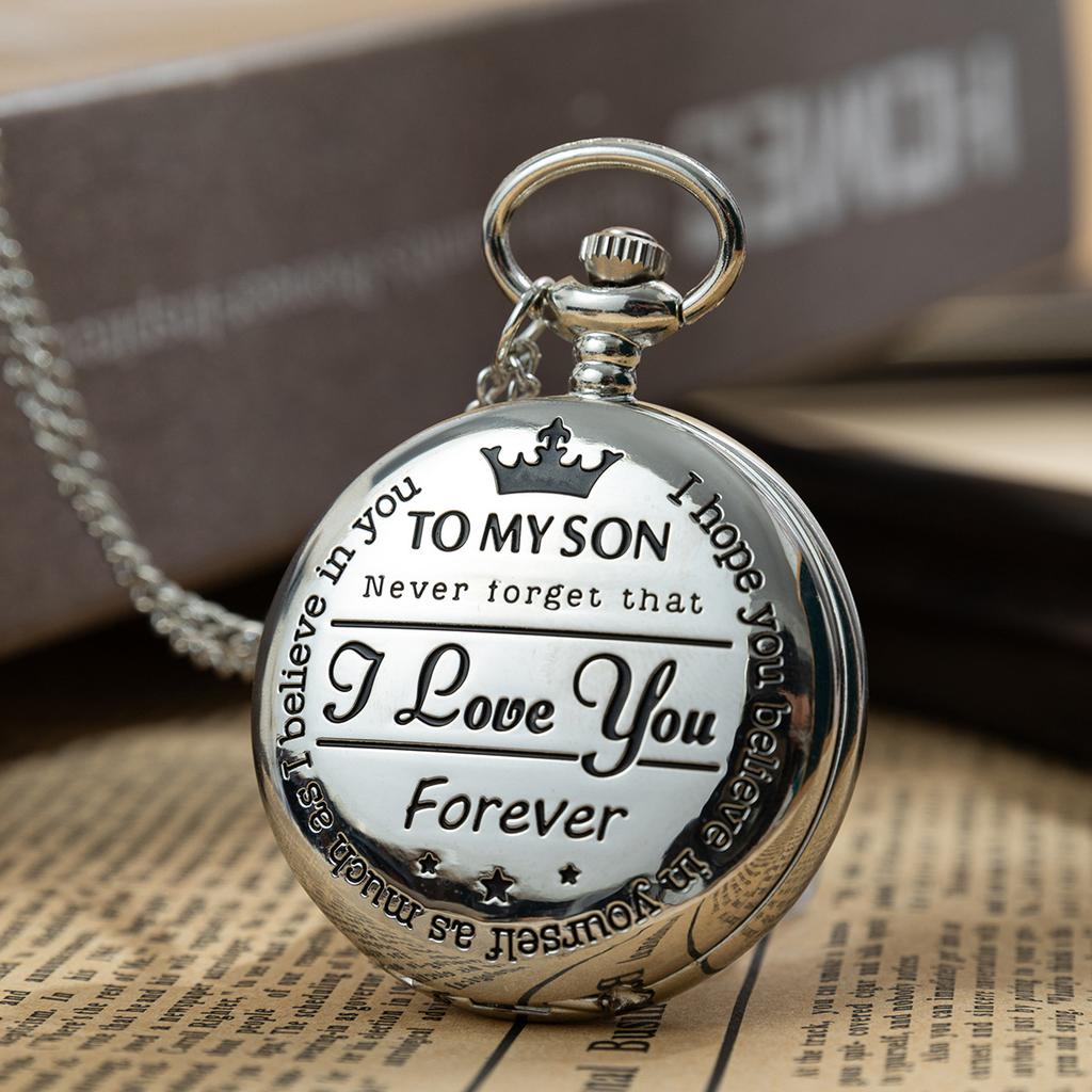 TO MY SON Engraved Gold Pocket Watch