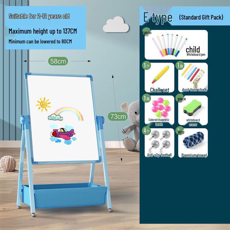 Kids' Double-Sided Magnetic Blackboard & Whiteboard: Erasable Drawing & Writing Stand with Coloring and Graffiti Features