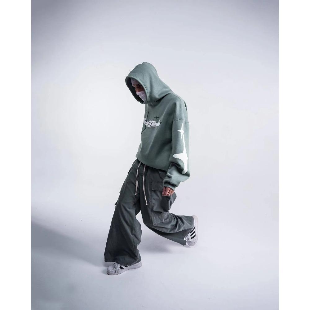 RogueWave Hip Hop Street Pár Mikina Potisk Mikina s Kapucí Volná Ležérní Mikina Tide Pánské Dámské Oblečení