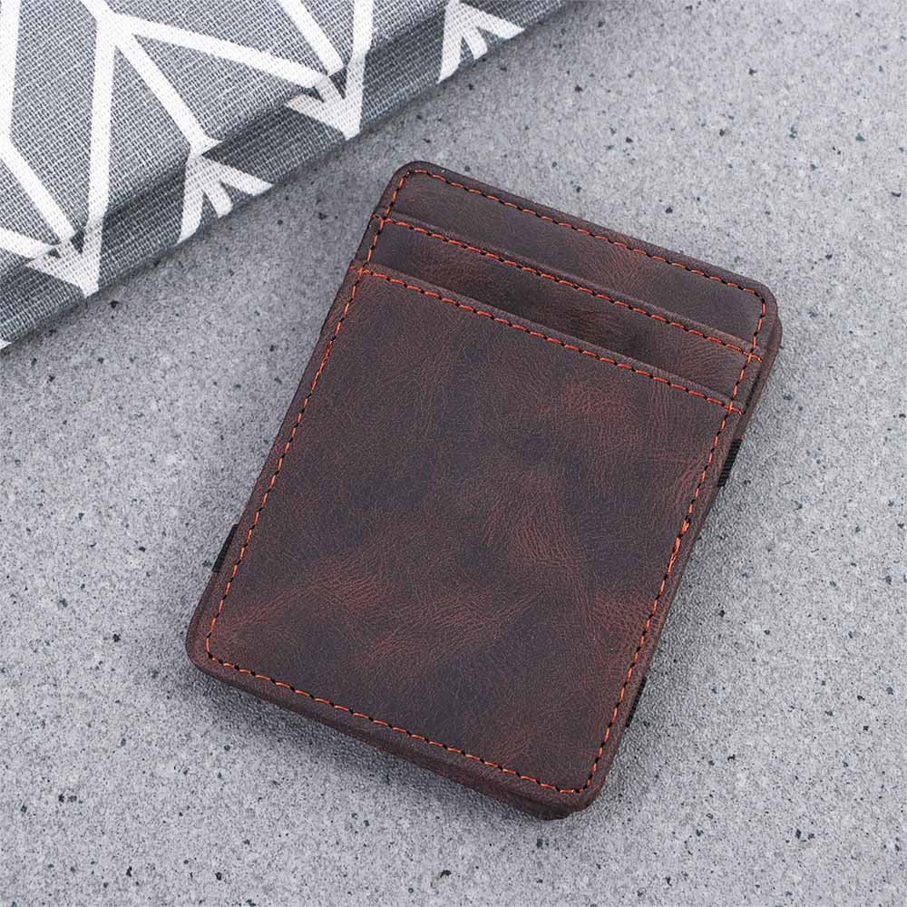 Credit Card Holder PU Leather ID Card Case Gift Money clips Magic Wallet Mini Coin Purse Cash Clip