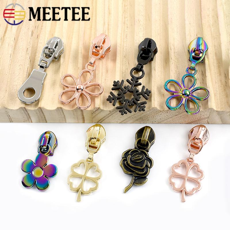5/10/20Pcs Meetee 5# Zippers Slider Pullers for Nylon Zipper Tapes Sewing Zip Closure Heads Repair Kits Bag Garment Accessories