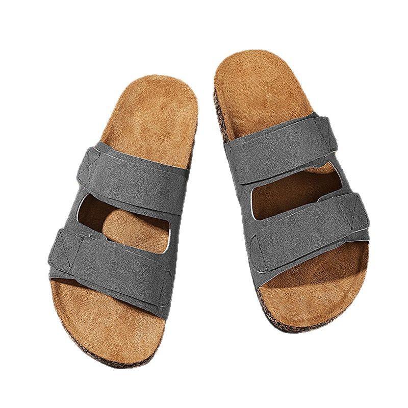 Men's Spring and Summer Low Board Rubber Sole Sandals Cork Outdoor Beach Wear One-Flip Fashion Personality Casual Shoes