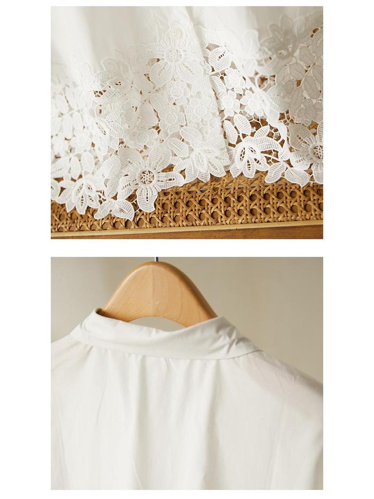 Damen Sommer Tencel Bluse: Einzigartiger Saum, Bestickt, Kurzärmeliges Design