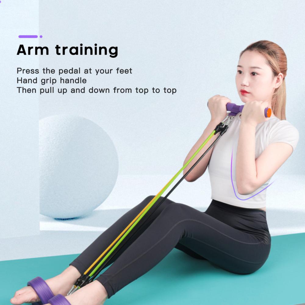 New 5 Tubes Resistance Bands Fitness Tension Rope Professional Durable Foot Elastic Pedal Exercise Pull Trainer Abdomen Training