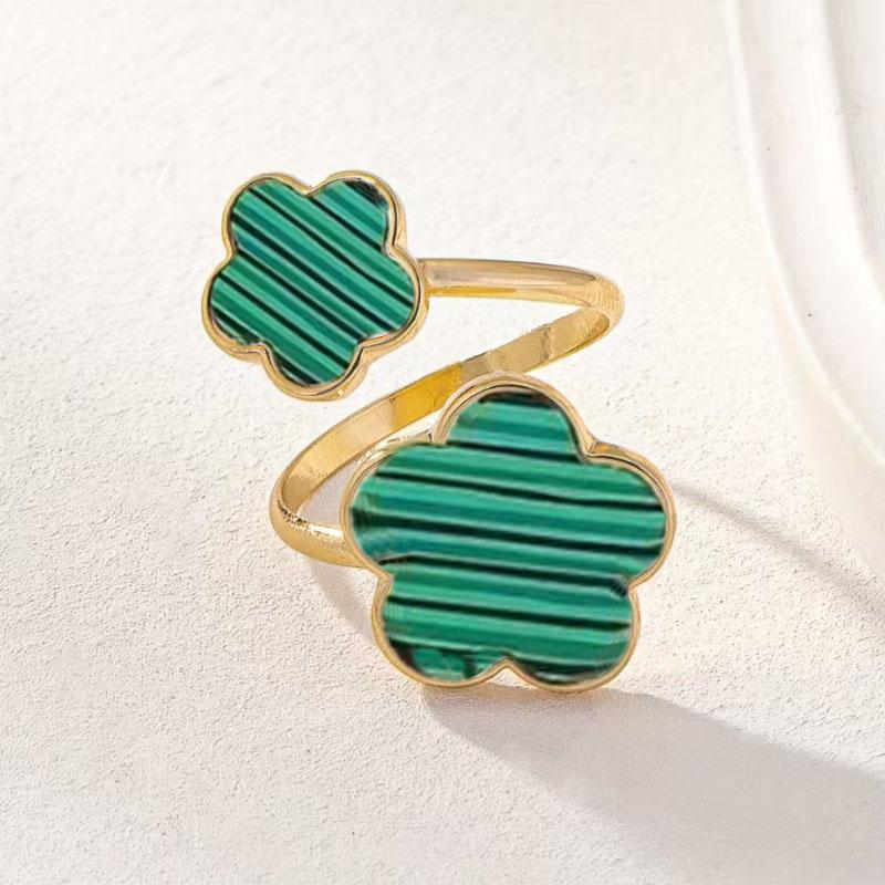 1 Piece Simple Stainless Steel Oil Drop Five Flower Ring Earrings Birthday Gift for Mom and Friends Various Occasions