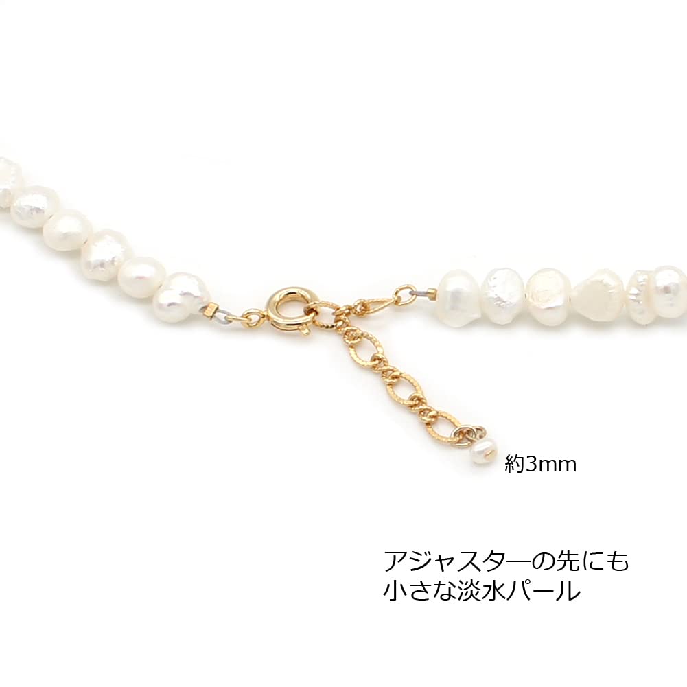 Colar de Pérola Barroca Pérola de Água Doce com Ajustador de Corrente Branco Acessórios Simples Metal Dourado Hipoalergênico Feito no Japão nif0069 70cm [miwaki]