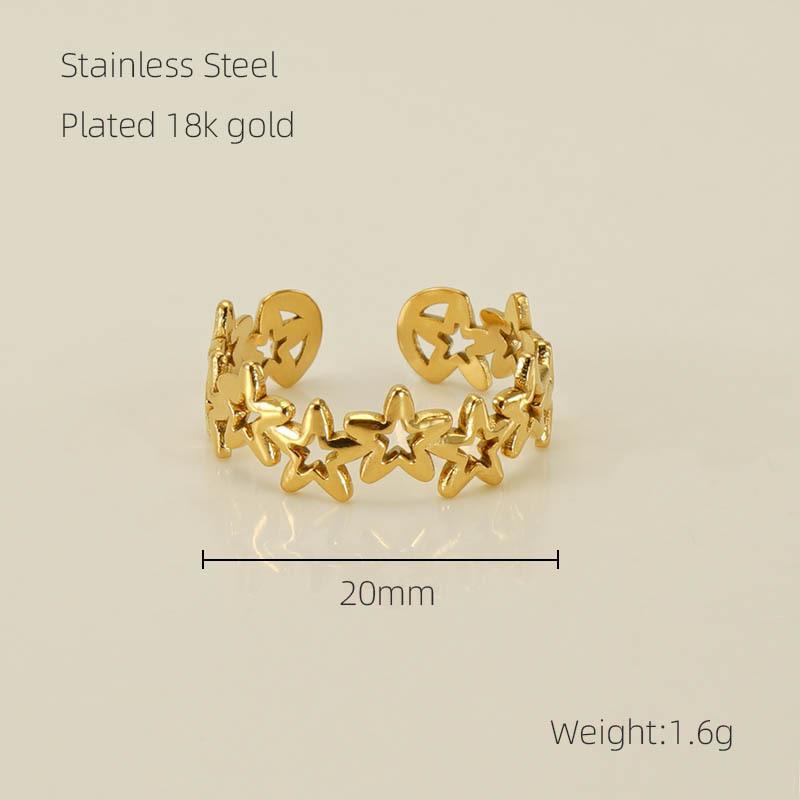 New stainless steel hollow star ring men's and women's niche design ring jewelry