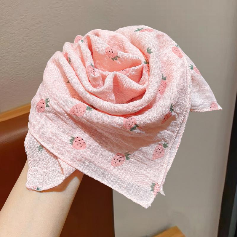 Baby Boys Girls Cartoon Printed Scarf Autumn Winter Soft Square Shawl Cute Infant Breathable Neck Wrap Keep Warm Scarf