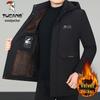 Veste d'hiver en coton pour homme Woodpecker - Chaude, Mi-longue, Doublée de velours, Épaisse veste d'extérieur en duvet