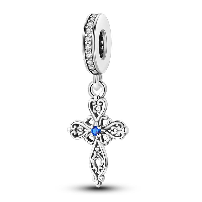 Exquisite 925 Silver Mysterious Blue Butterfly Devil's Eye Fatima's Hand Pendants Charms Beads Fit Qikaola Bracelets DIY Jewelry