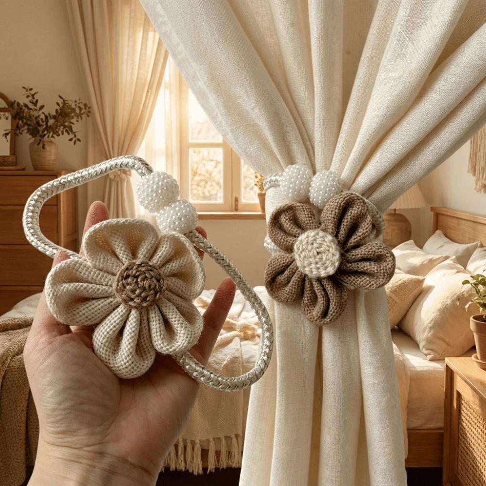2PCS Adjustable Flower Curtain Tieback Creative Curtain Buckle Gauze Curtain Binding Rope Office
