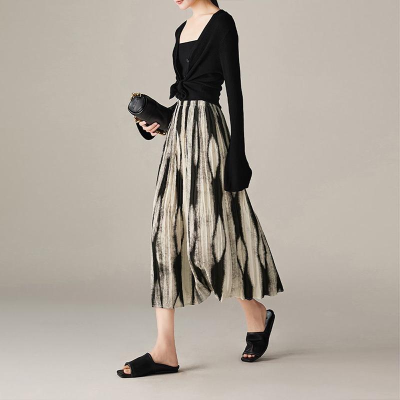 New Spring/Summer Fashion Halo Dye Gradient Printed Skirt Long Skirt High Grade Elastic