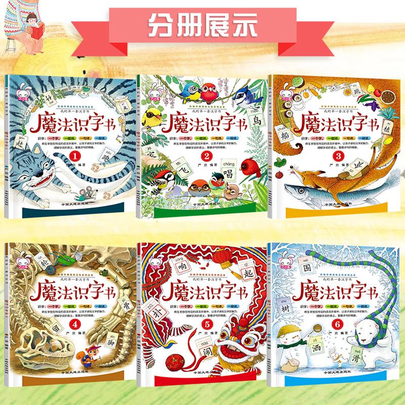6 Stück Kinder lernen chinesische Schriftzeichen HanZi PinYin Aufklärung Frühe Bildung Audio Lesen Bilderbücher Alter 3-6