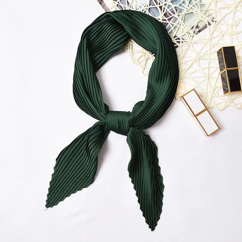 70*70cm Small Crinkle Hijab Scarf For Women Silk Satin Handkerchief Bag Scarfs Female Sqaure Headband Hair Scarves For Ladies