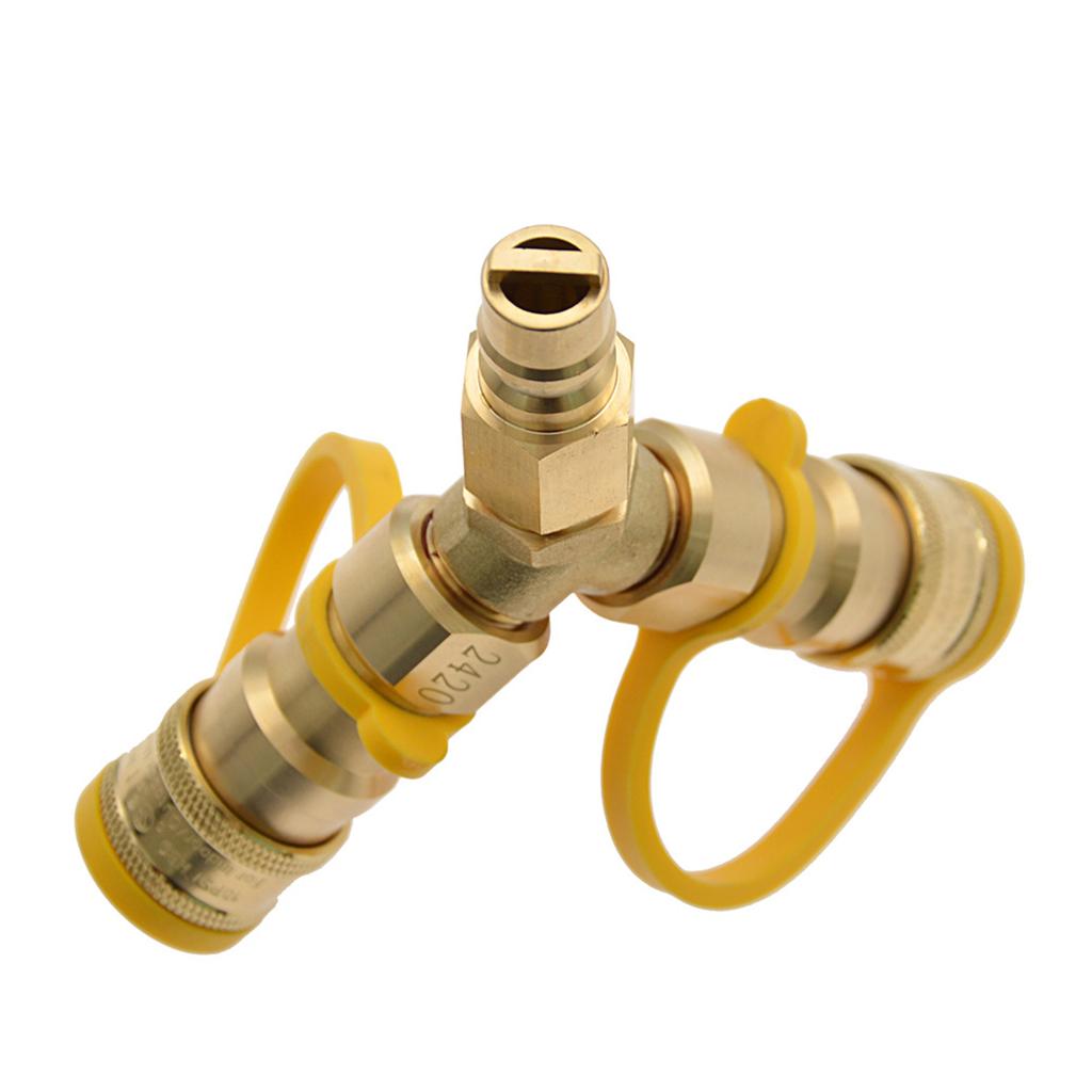 3/8inch Natural Gas Y Splitter Low Pressure Propane Gas Quick Connect/Disconnect Separator Adapter Easy To Install