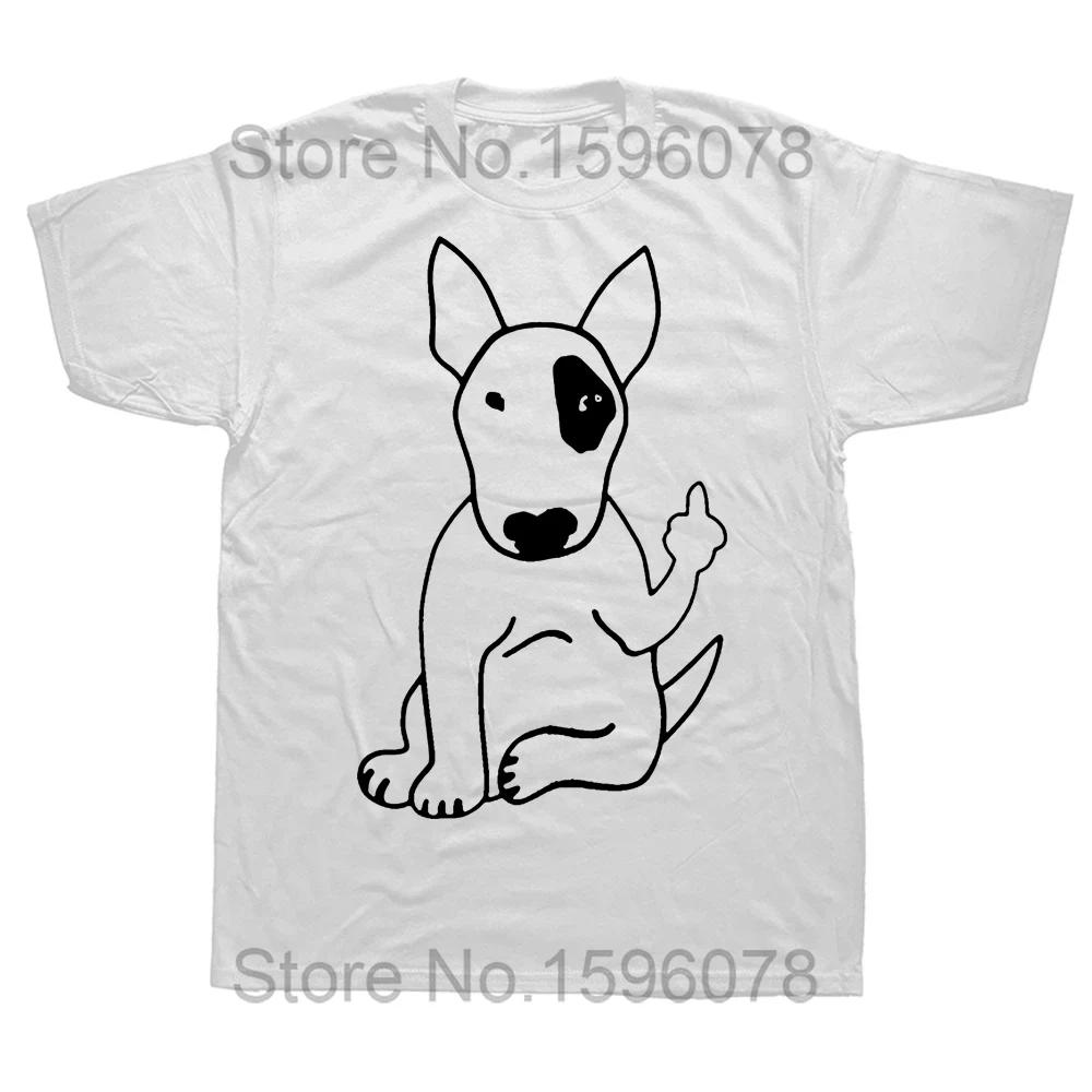 Novelty English Bull Terrier Middle Finger Dog Lover T Shirts Graphic Cotton Streetwear Short Sleeve Birthday Gifts T-shirt Men
