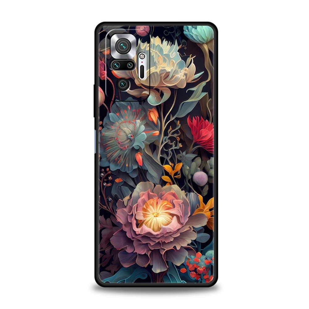 Abstract Plants Flower Phone Case Cover for Redmi 14C 10C Note 15 14 13 12 10 11 K40 Pro Plus 5G Soft TPU Shockproof Shell Funda