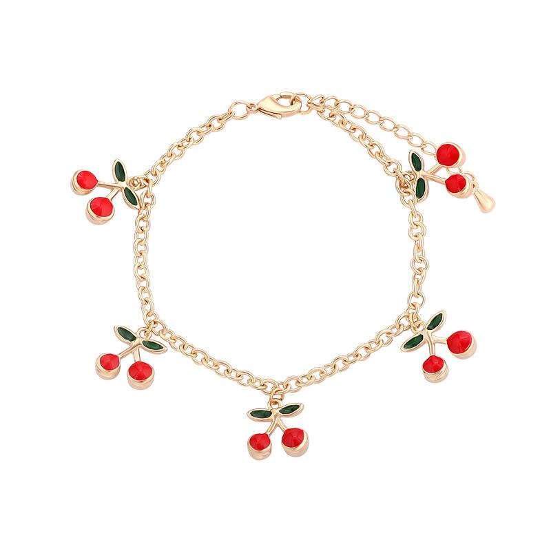Korean-Style Mori Girl Sweet Cherry Bracelet for Women – Simple INS Design, Niche Style Student Bangle.