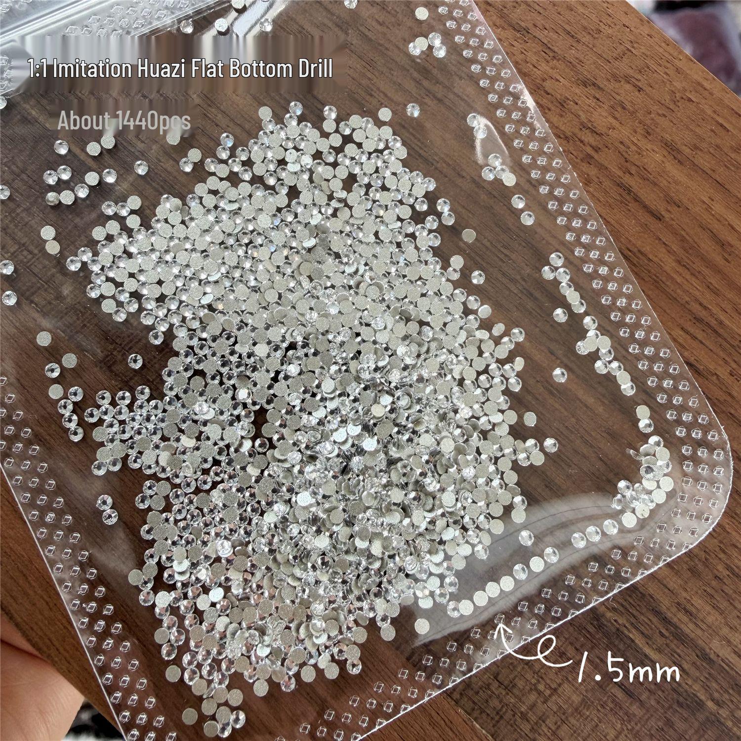 Изысканные белые стеклянные стразы K9 с 33 гранями и плоским дном для нейл-арта About 1440 pieces per bag