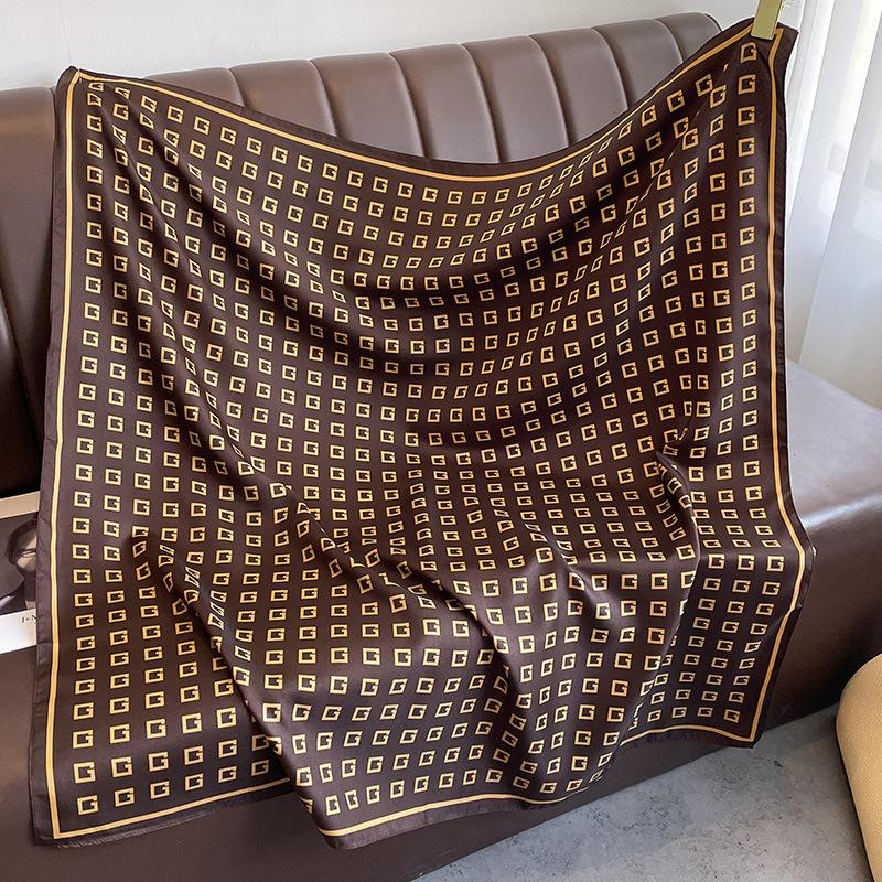 New Spring and Autumn Style Fashionable Twill Large Square Scarf for Women's Silk Scarf Dual-purpose Shawl Scarf Externally Decorative Scarf
