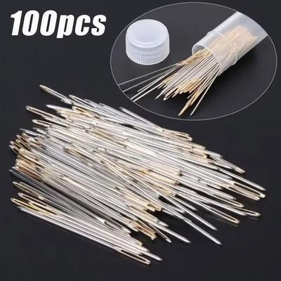 100Pcs Durable Multi-size Sewing Needle Stainless Steel Tail Embroidery Fabric Cross Stitch Needle 22/24/26# DIY Craft Tool