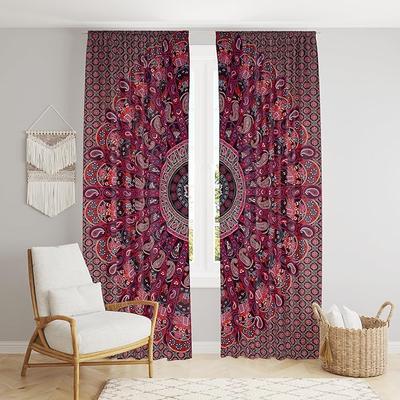 Beautiful Indian Bohemian Psychedelic Hippie Tree of Life Window Curtain Panels for Bedroom, Living, Balcony (Purple Peacock)