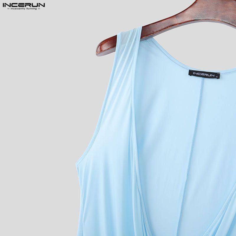 INCERUN Men Sleeveless Deep V Fitted Bodysuits One Piece Jumpsuits Underwear