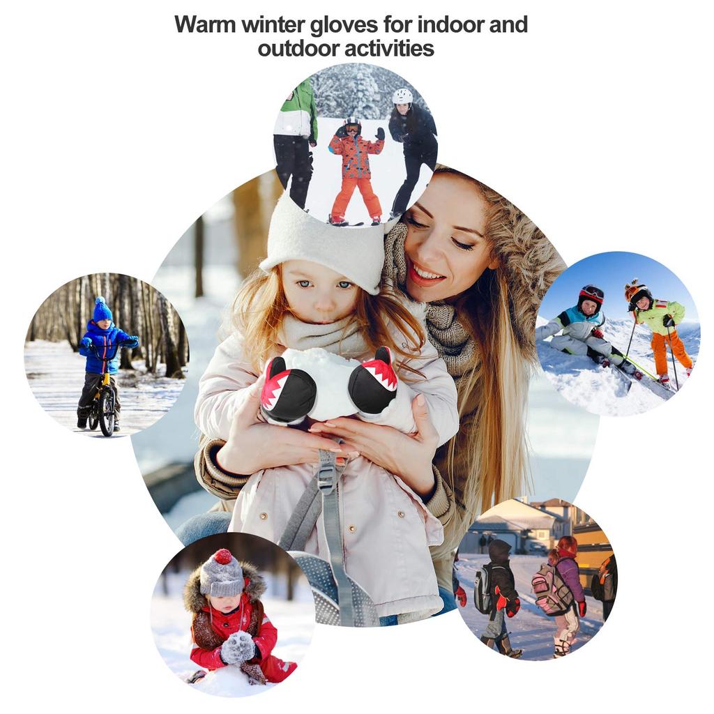 Winter Ski Gloves for Ages Black Children's Gloves, Waterproof, Warm, Fleece-Lined Kids, Fall/Winter Model, 3-5,