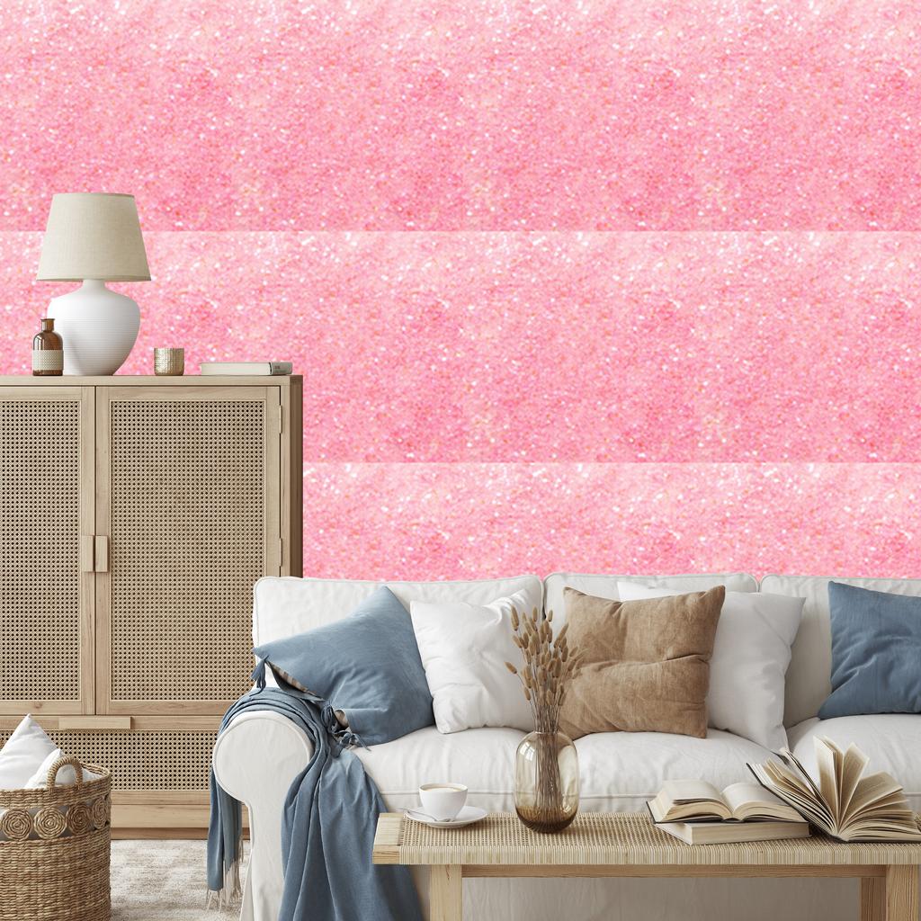 Powder pink and coral glitter wallpaper for living room and bedroom 50x1000