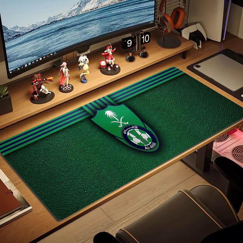 Al-Ahli Saudi FC Lace Solid Color Mouse Pad Large Gaming Table Cushion Non-slip Laptop Tablet Big Mousepad XXL Mat Mini PC Playmat With Lock edge