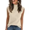 Women's Loose Knit Half Turtleneck Sleeveless Tank Top