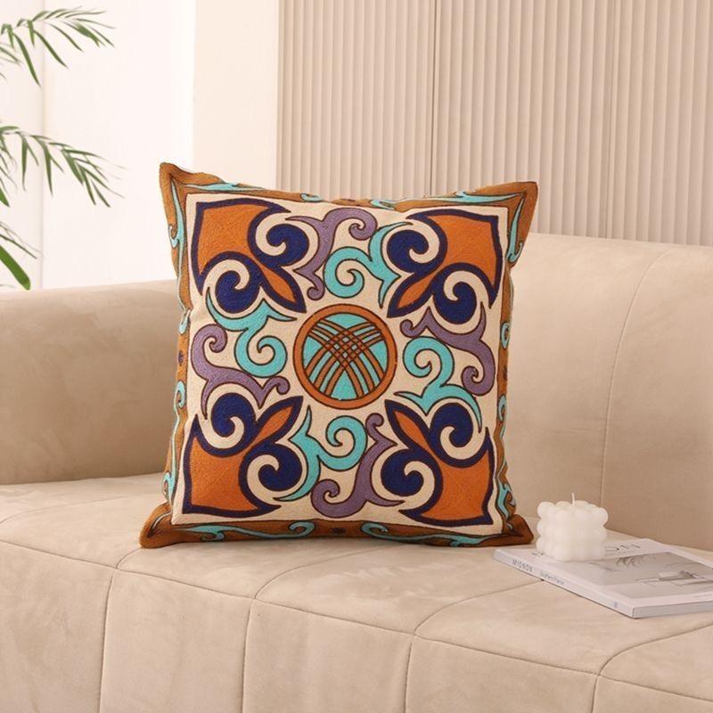 Retro Ethnic Style Printed Pillowcase: Pattern Sofa, Living Room Cushion Cover, Bedroom Bedside Pillow Cover