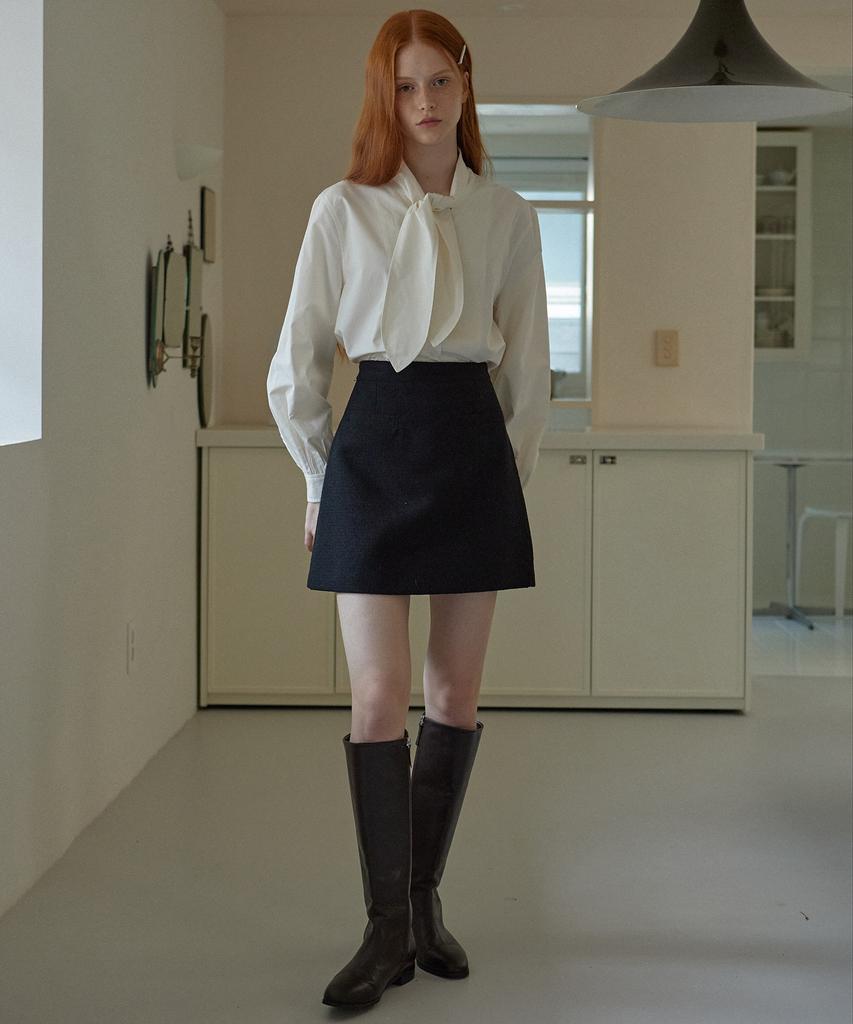 Yeoppe Round Tweed Skirt_Black
